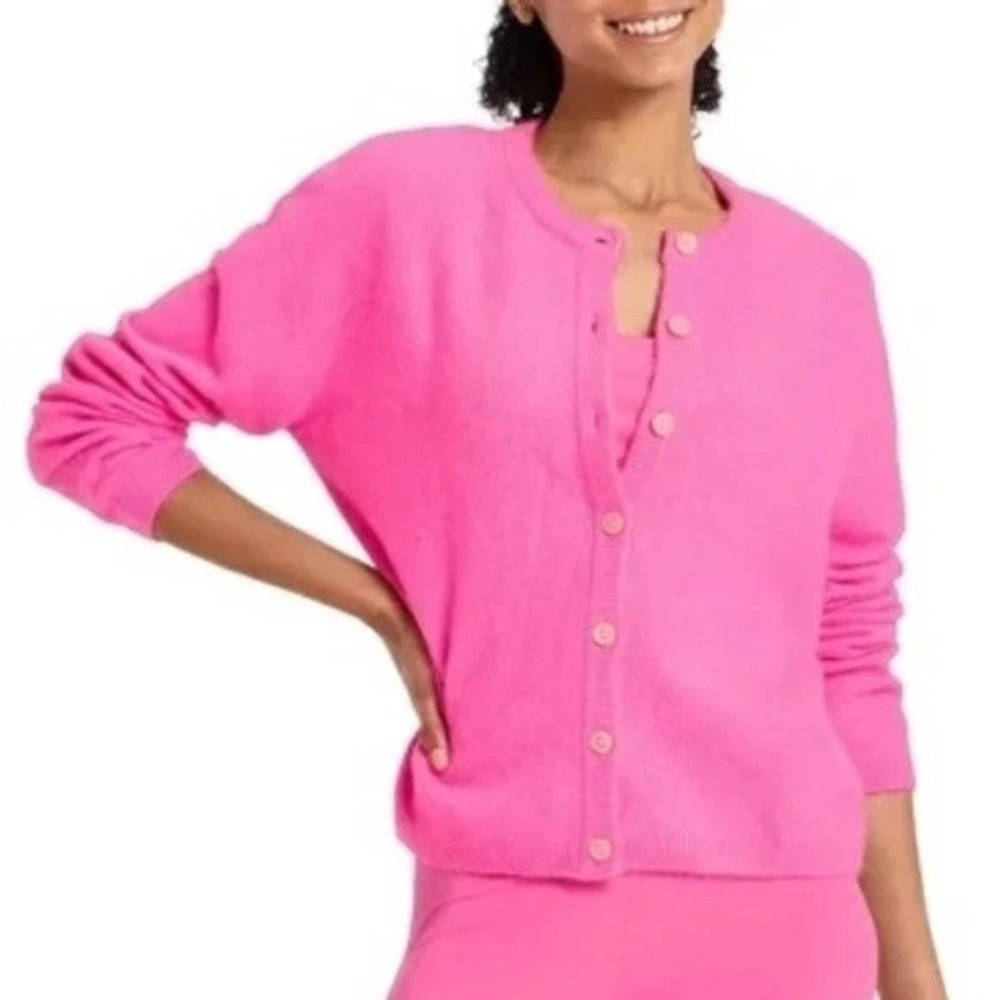 JoyLab Women's Bright Pink Button Down‎ Long Sleeve Cardigan Sweater Size XXS